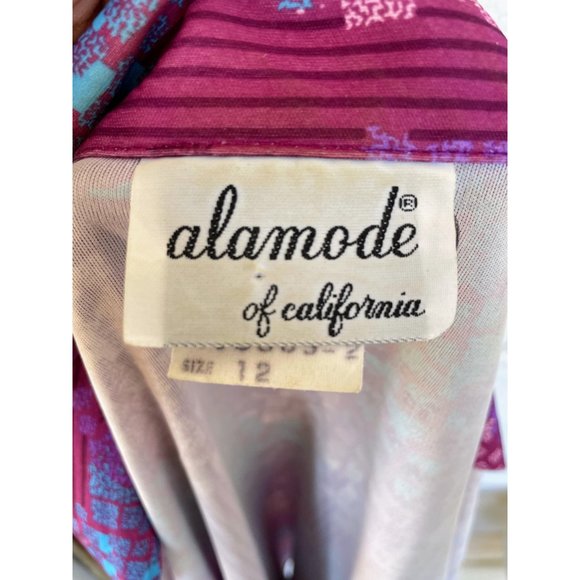 Vintage 1970s Womens Blouse Pink Purple Abstract Print - Picture 9 of 14